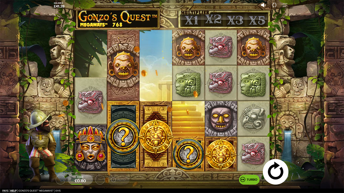 Gonzos Quest Megaways slot game by Red Tiger gaming, wild win